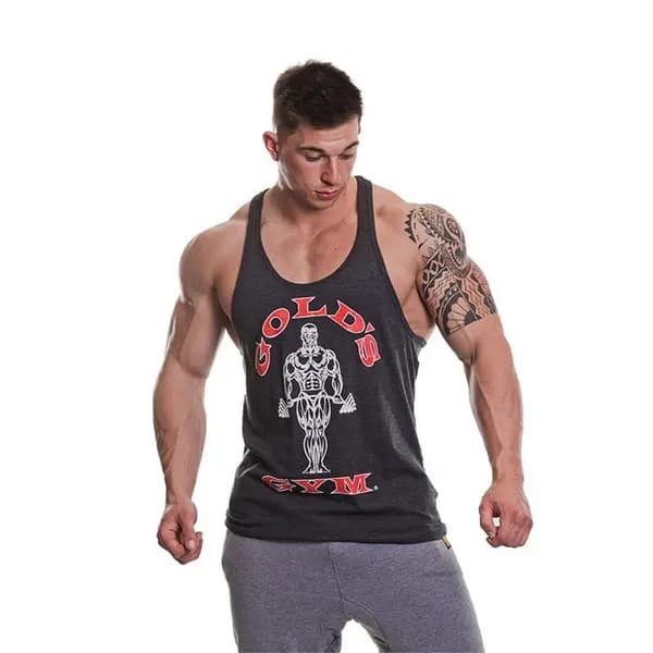 Golds Gym Muscle Joe Premium Stringer Vest - Grey M