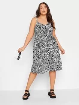 Yours Strappy Sundress Mono Ditsy, Black, Size 20, Women