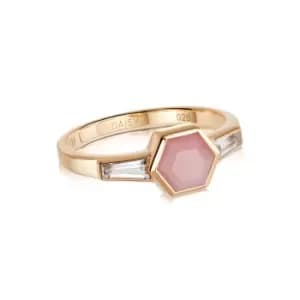 Rings 18ct Gold Plate Beloved Pink Opal Hexagon Ring 18ct Gold Plate