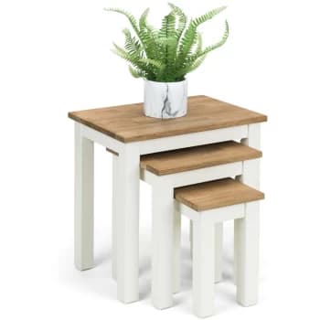 Adelaide - Country Nest Of 3 Tables White & Oak