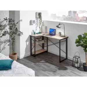 Bramwell Folding Corner Desk Sonoma Oak Effect Light Dark Drawer