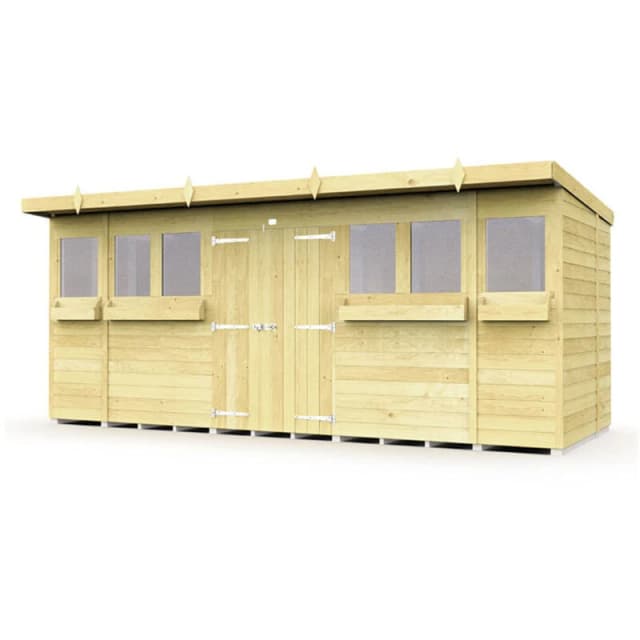 Flat Pack Sheds DIY Sheds 16 x 6 Pent Summer Shed, Brown 16X6PSSFF