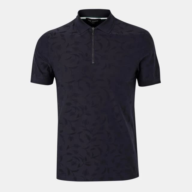 Ted Baker Mens Half-Zip Short-Sleeve Polo Shirt Navy male XS (1)