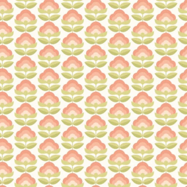 Hoopla Walls Retro Flower Apricot Mix Smooth Matt Wallpaper