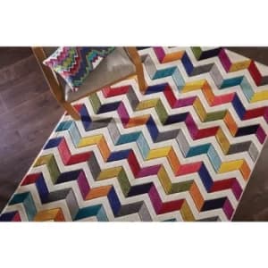 Modern Quality Handcarved Geometric Design Multi Colour Soft Rug in 160x230cm (5'3''x7'7'') Bolero