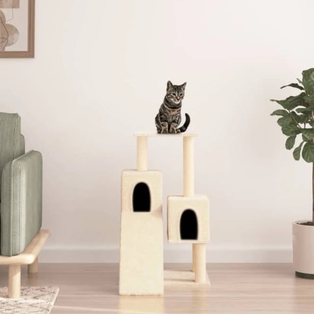vidaXL Cat Tree w/ Sisal Scratching Posts Cream 82cm, Cream 171777
