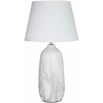 Premier Housewares - Reading White Ceramic Table Lamp/ Office Reading Lamp/ w25 x d25 x h46cm.
