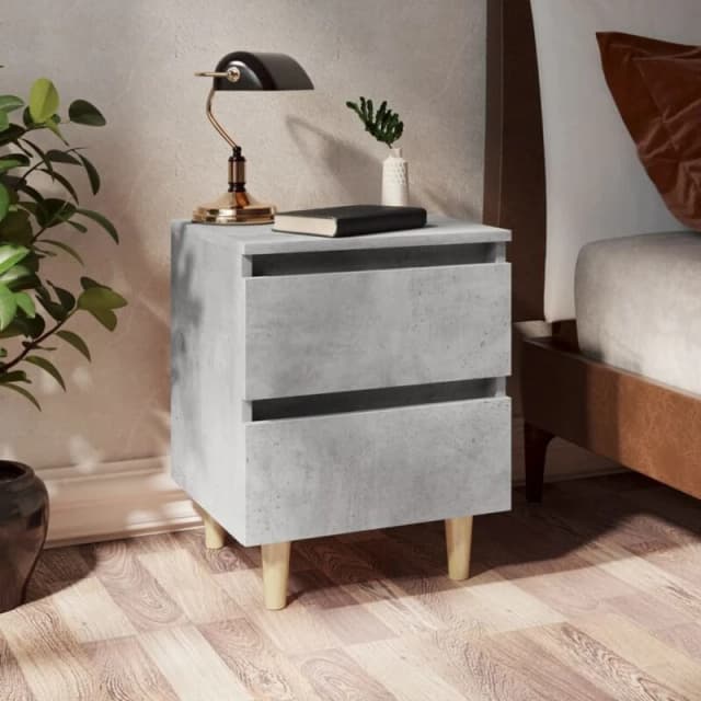 VIDAXL Bed Cabinet with Solid Pinewood Legs Concrete Grey 40x35x50cm vidaXL 8720286356685