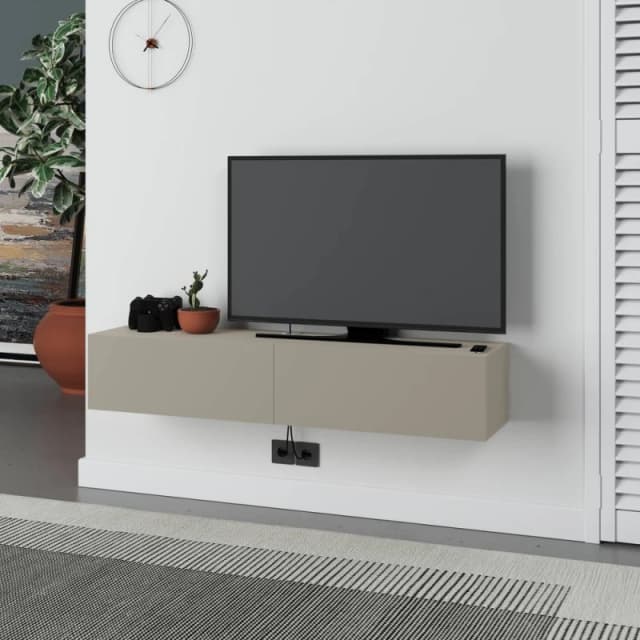 Decortie Francy' Modern TV Unit with Storage TV Cabinet 135cm in Light Sand Size: 1 Pack Light Sand Unisex 1 Pack
