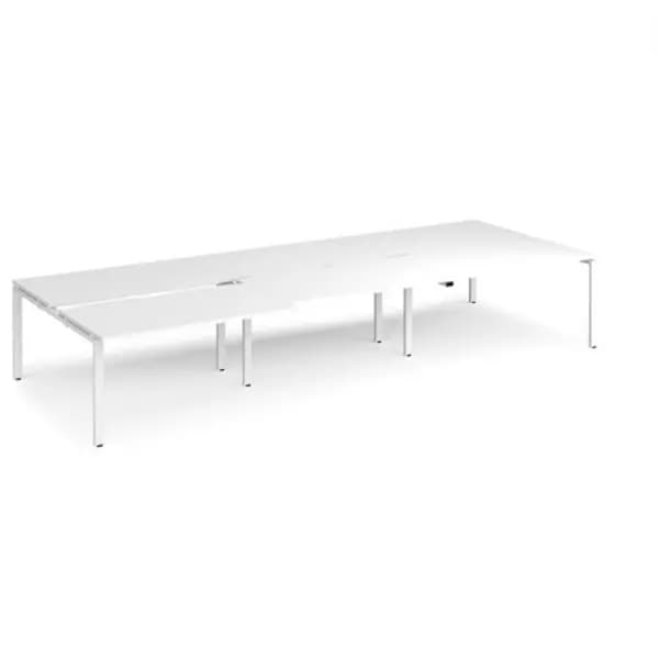 Adapt Bench Desk 6 Person Rectangular Desks 4200mm With Sliding Tops White Tops With White Frames 1600mm Depth Adapt White STE4216-WH-WH