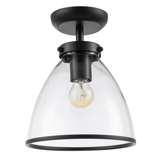 Happy Homewares Industrial Style Ceiling Lamp Fitting with Transparent Glass Shade in Black Unisex