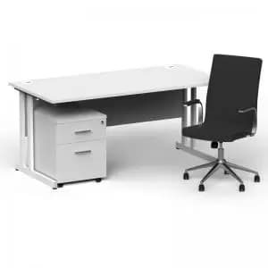 Impulse 1600800 White Cant Desk White 2 Dr Mobile Ped & Ezra
