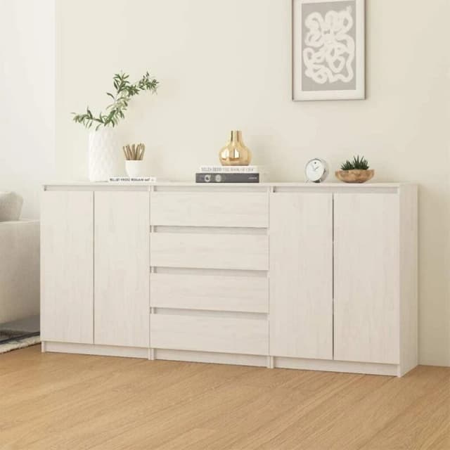VIDAXL Side Cabinets 3 pcs White Solid Pinewood Vidaxl 8720286829332