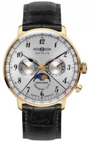 Zeppelin Hindenburg Moonphase Yellow Gold Case Hesalite Watch