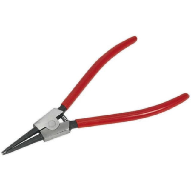 Loops 230mm Straight Nose External Circlip Pliers - Spring Loaded Jaws - Non-Slip Tips Multi