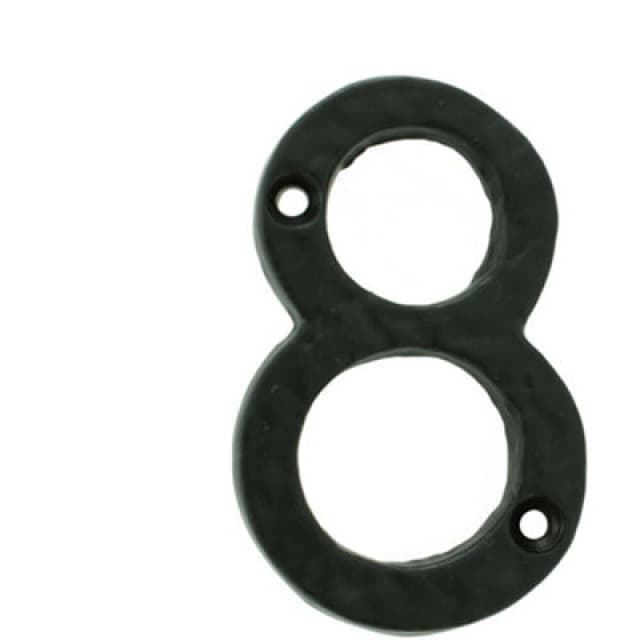Loops Black Antique Door Number 8 78mm Height 8mm Depth Iron Face Numeral Plaque Black
