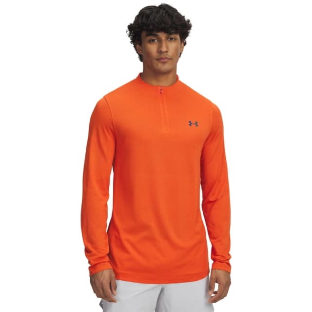 Under Armour Mens Rush Long-Sleeve Performance Gym Top Orange Base male M