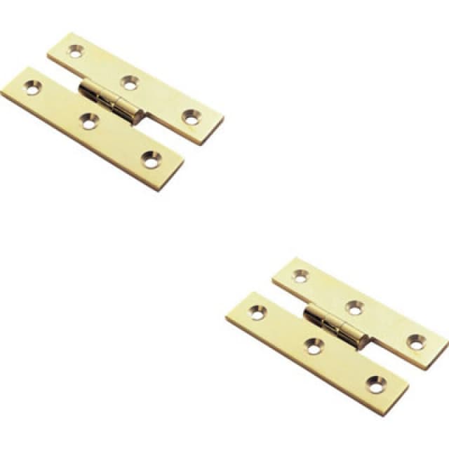 Loops 2x PAIR 63 x 38 x 2mm H Pattern Cabinet Hinge Polished Brass Cupboard Door Metallics