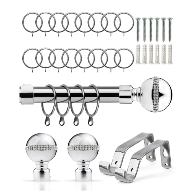 Emma Barclay Bling - Extendable Curtain Pole with rings Curtain Poles 120-210cm Silver 41669611000