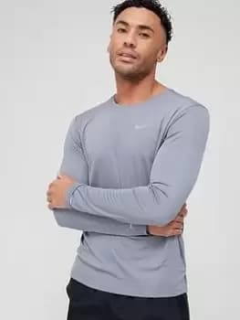 Nike Running Run Dri-FIT Miler Long Sleeve T-Shirt - Grey, Size L, Men