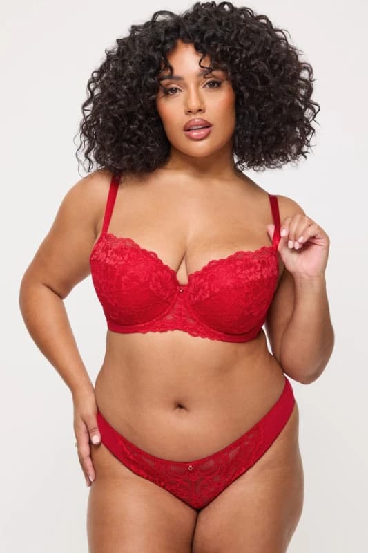 Ann Summers Sexy Lace Padded Balcony Bra Red