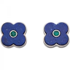 Ladies Orla Kiely Sterling Silver Lapis Shadow Flower Stud Earrings