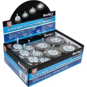 Wire Wheel Flat And Cup Brush Rust Paint Removal Set 36pc - Bluespot