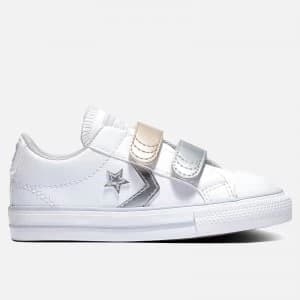 Converse Toddlers Star Player Ox Metallic Velcro Trainers - White - UK 4 Baby