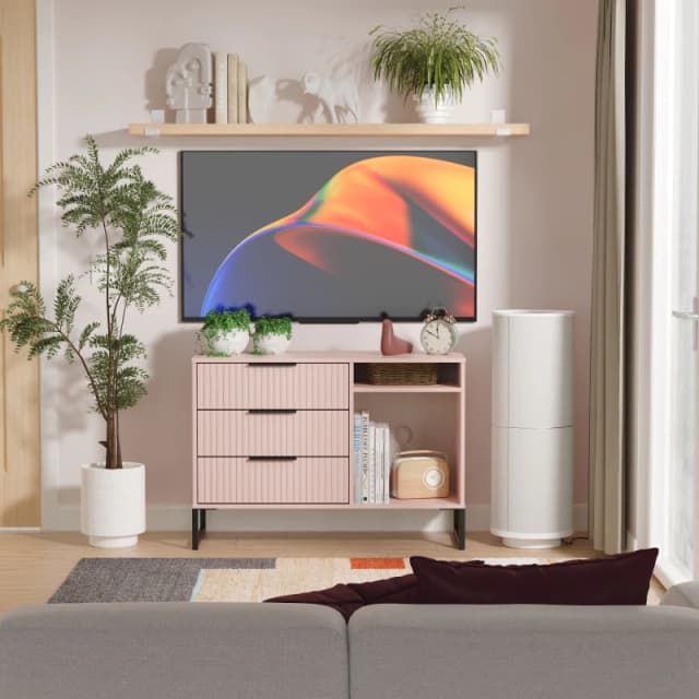 Ready Assembled 2 U Menai 3 Drawer TV Unit (Ready Assembled) in Dusty Pink Dusty Pink Unisex