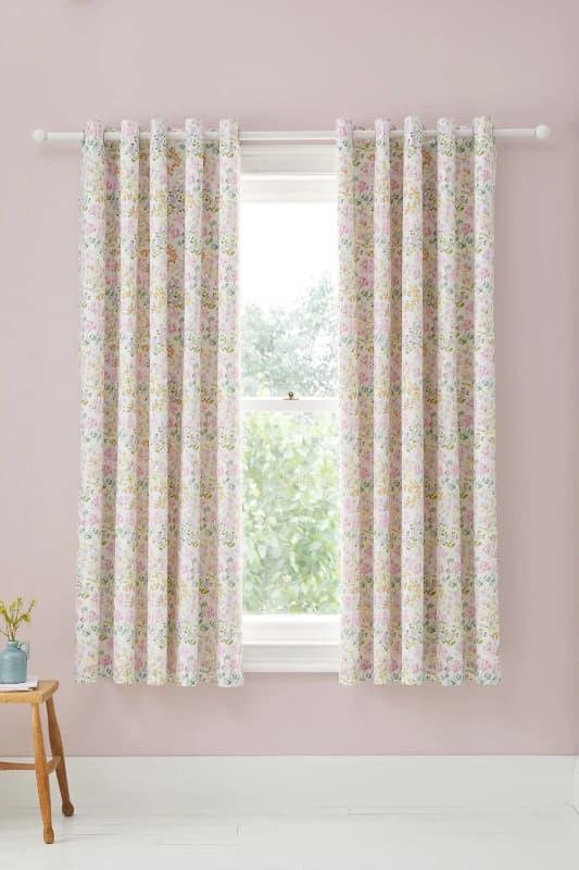 Dreams & Drapes 'Edith' Ditsy Floral Print Light Filtering Eyelet Curtains in Lilac Size: 168cm width x 183cm drop Lilac Unisex 168cm width x 183