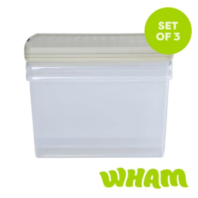 Wham Clip 13.02 62L Rectangular Box & Lid Clear/Stone/Slate Gray 19516/3