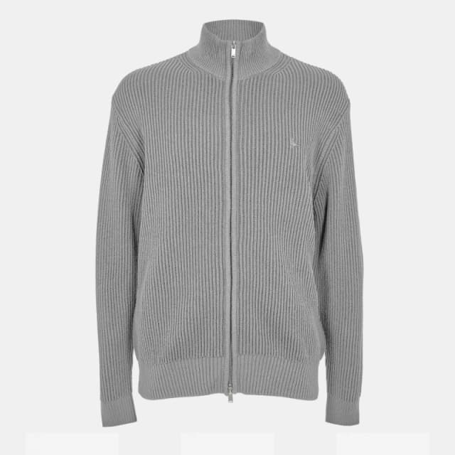Jack Wills Rib Zip Funnel Cardigan Sweaters Men Grey Marl male S