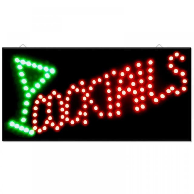 Gr8 Home LED Bar Sign Cocktail Drinks Pub Club Window Home Shop Display Black