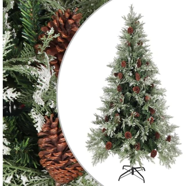 VIDAXL Vidaxl - Christmas Tree with Pine Cones Green and White 225cm pvc&pe 8720286767139