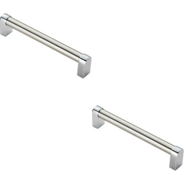 Loops 2x Round Tube Pull Handle 176 x 16mm 160mm Fixing Centres Satin Nickel & Chrome Metallics unisex