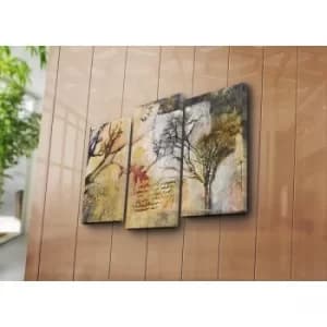 3PATK-68 Multicolor Decorative Canvas Painting (3 Pieces)