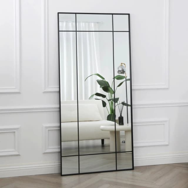 Home Garden Direct Aion - Large Industrial Mirror with Black Frame - 170x80 Black Unisex