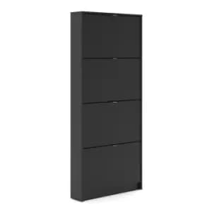 Matte Black Shoe Cabinet with 4 Drawers - Slim Wall Hung