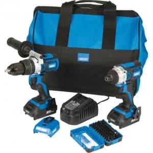Draper 4 Piece 20v D20 Cordless Fix N Go Power Tool Kit 2 x 2ah Li-ion Charger Bag & Accessories