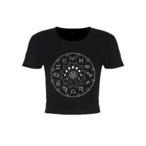 Grindstore Womens/Ladies Zodiac Pentagram Crop Top (Medium (UK 10-12)) (Black)