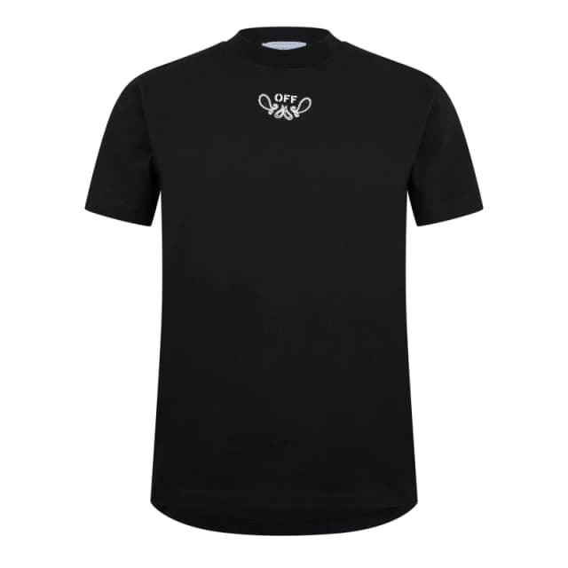 Off White Mens Bandanna Skate Cotton Crew Neck T-Shirt Black White male S