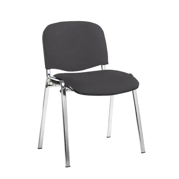 Taurus Padded Stackable Waiting Room Chair - Chrome - No Arms - Blizzard Grey