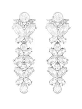 Mood Silver Crystal Navette Statement Drop Earrings