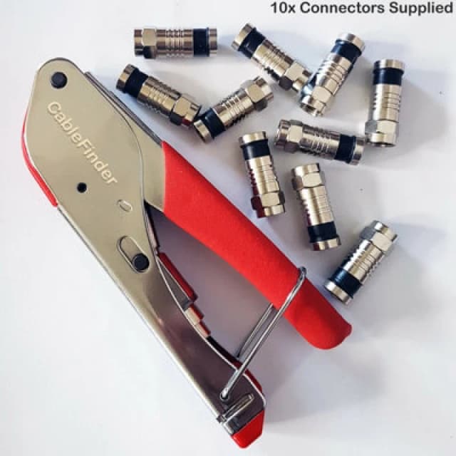 Loops F Type Compression Tool & 10x RG6 Connectors Coaxial Crimping Crimper Sky Screw Multi