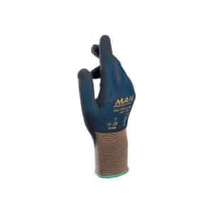 Nitrile Coated Gloves, Mechanical Hazard Grip, Blue/Black, Size 9