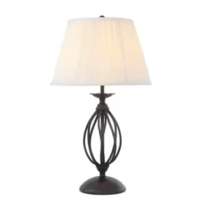 Table Lamp Ivory Shade Lounge Dining Room Black Finish LED E27 60W Bulb