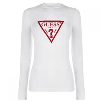 Guess Long Sleeve Kumiko T Shirt - True White