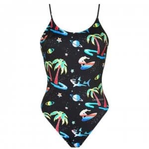 Calvin Klein Space Tropic One Piece Swimsuit - Black Print