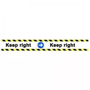 Keep Right Floor Graphic adheres to most smooth clean flat surfaces