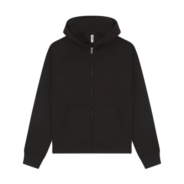 Casual Classics Mens Premium Combed Cotton Boxy Oversized Full Zip Hoodie in Black Size: XS Black Male XS